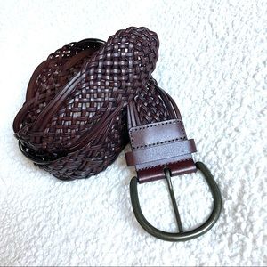 ✅3/$15 Woman’s Woven Braided Dark Brown Leather Belt Size Medium